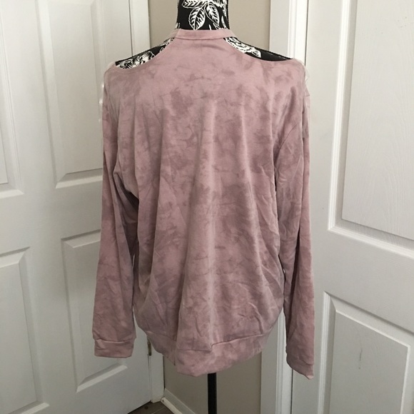 πHPπMauve Cold Shoulder Tie Dye Sweatshirt - Picture 4 of 5